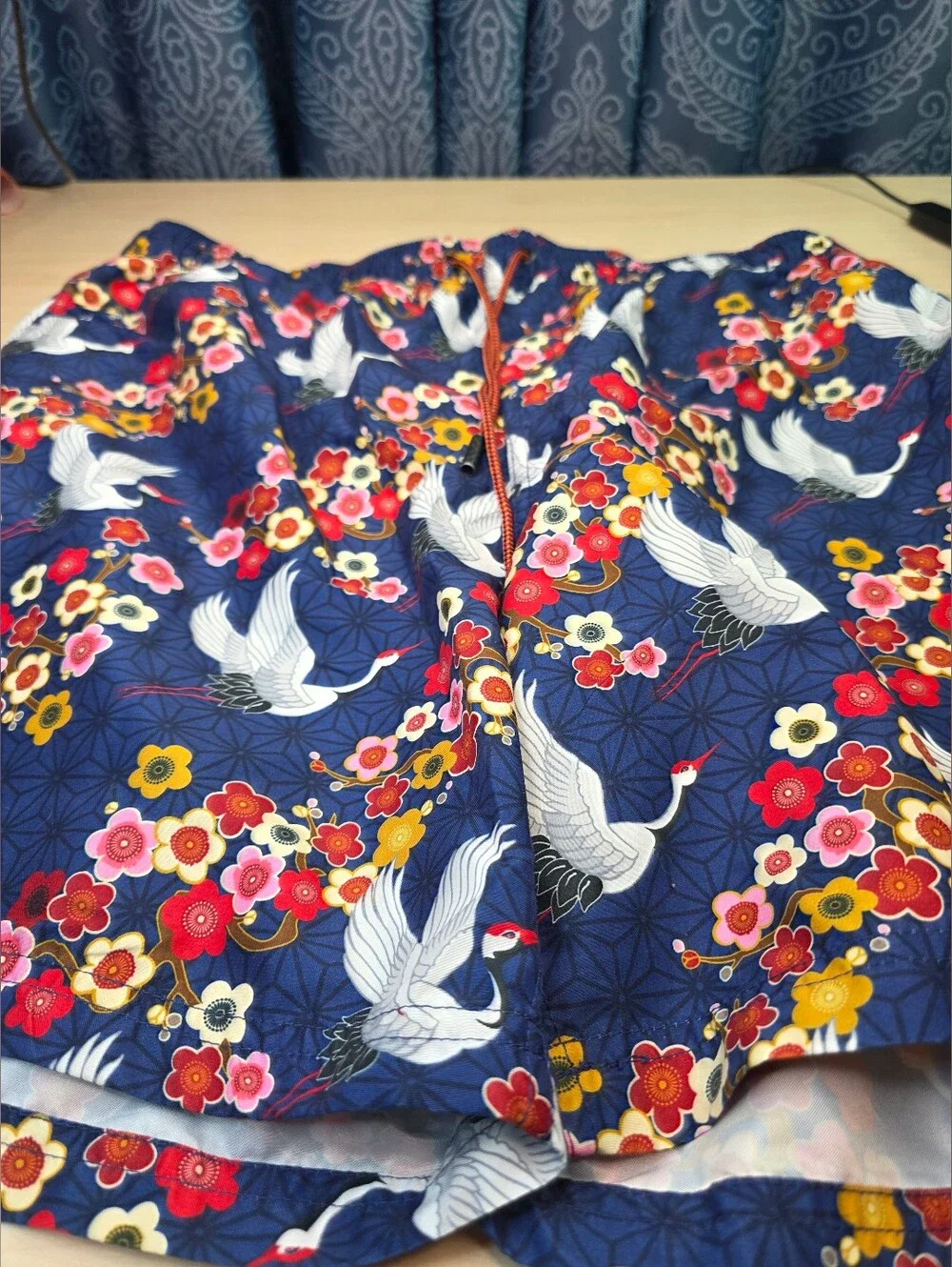 Broken Threads Surf Swim Trunks XL Japanese Crane Floral Print Board Shorts